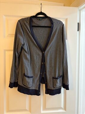 Ralph Lauren Navy & White Striped cardigan